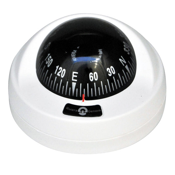 Riviera kompass ARIES - vit med vit kompassros 12V ljus