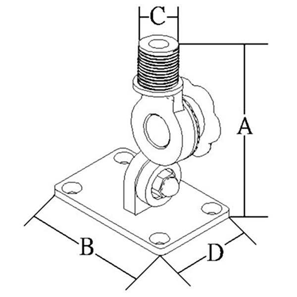 Glomex RA115 svart 4-vägsantenn-vippbeslag i nylon