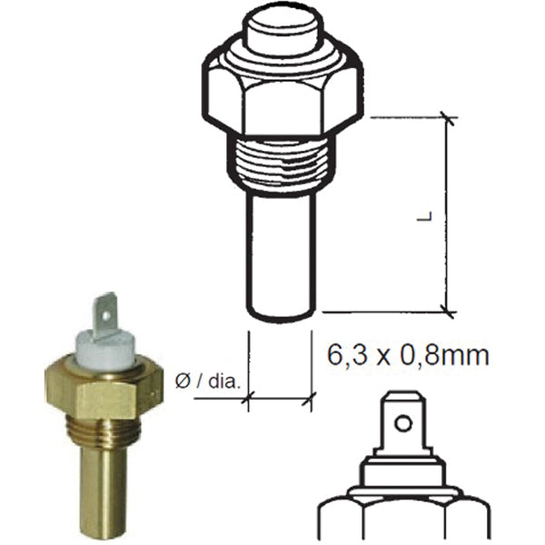 VDO sensor temp kylVatten, 6-24v, 1/8"-27nptf