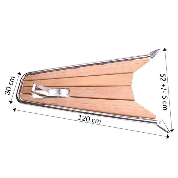 Peke, teak med ankarrulle 115x52cm Ø32mm rör