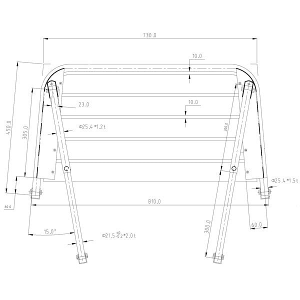 Badplattform l-81cm d-45cm Ø25mm rör