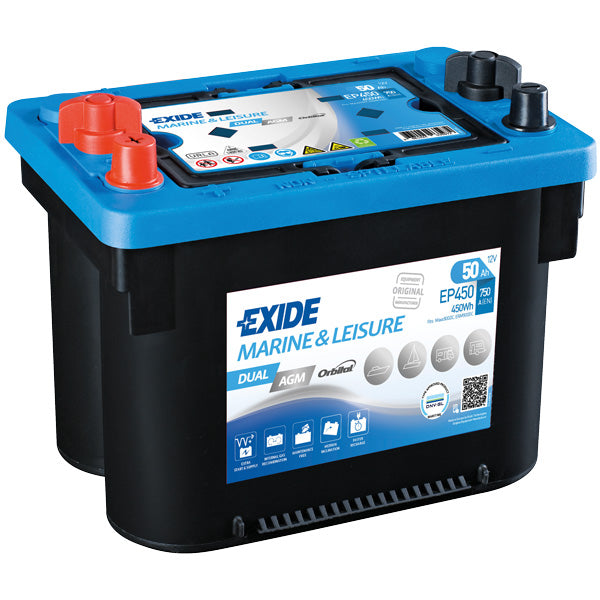 Exide Batteri dual AGM spiral 750cca - 50Ah gänga