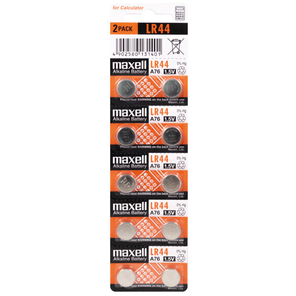 Maxell Alkaline LR44-batterier - 10st.