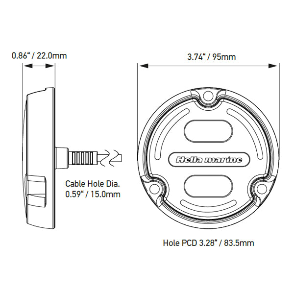 Hella undervattensljus Apelo A1 1800 lumen vit/blå 9-32v