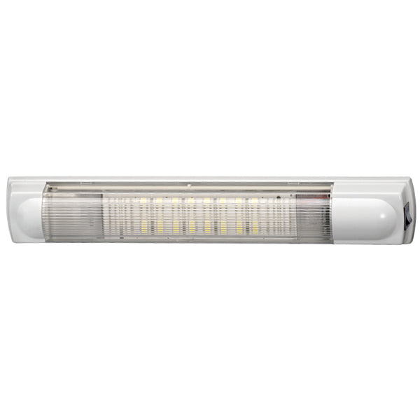 Hella vit LED fluo armatur med strömbrytare 10-31V 3,5w