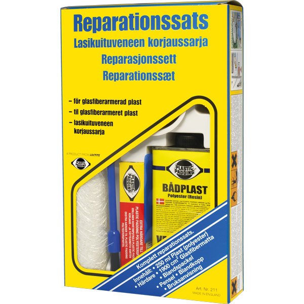 Reparationssats - 250 ml polyester - 20 x 90cm glasfiberväv