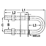 1852 U-bygel m/plattor & muttrar RF