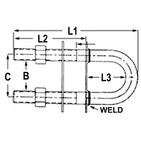 1852 U-bygel m/plattor & muttrar RF